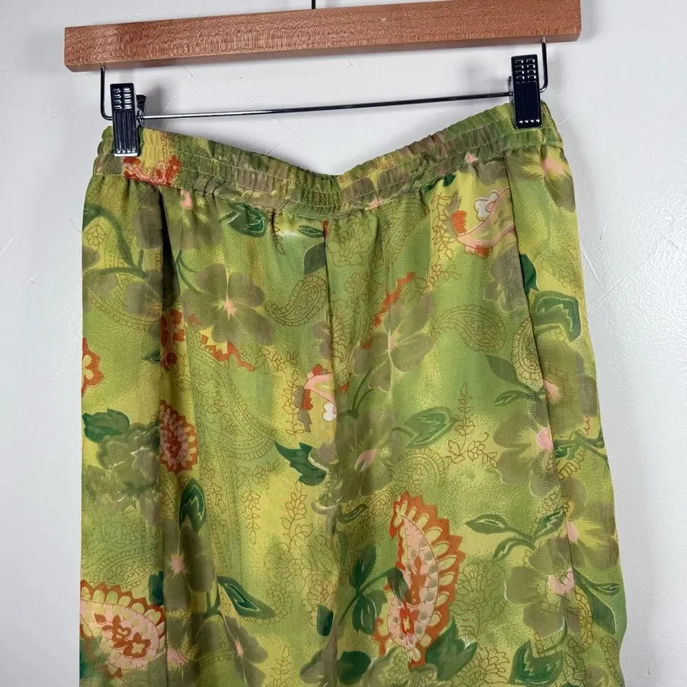 Green Paisley Layered Whimsical Fairy Paisley Floral Skirt Size 2X